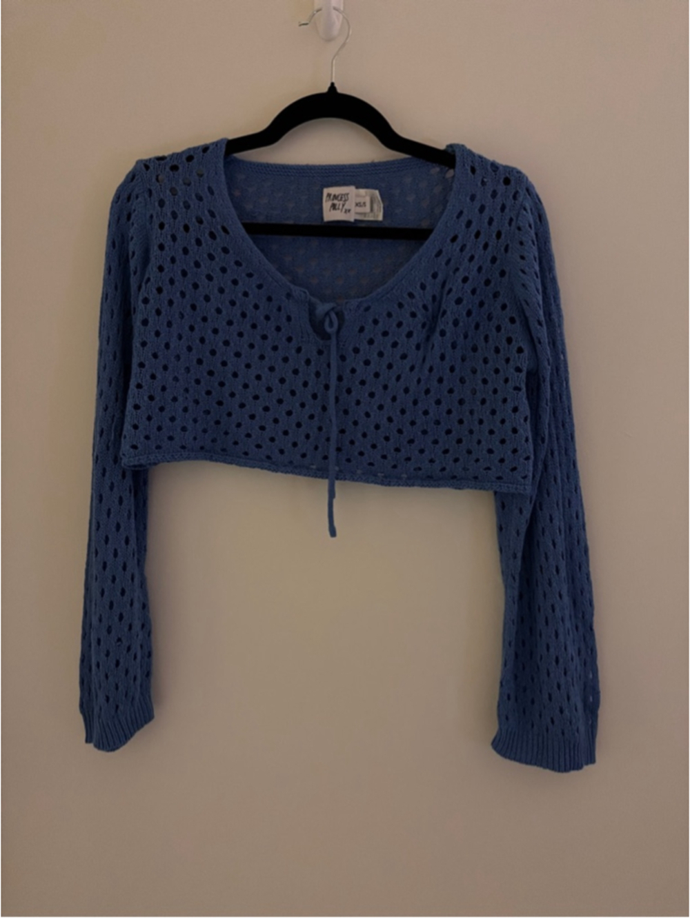 Women's Princess Polly Blue Cropped Knit Shrug S